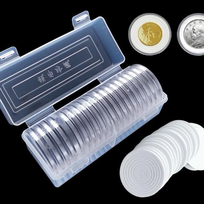 Pelindung Koin Kapsul Bulat 46mm Transparan Dengan Busa Asli