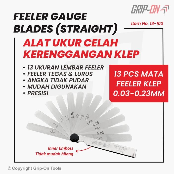 TERSEDIA GRIP-ON FEELER GAUGE ALAT UKUR CELAH FULLER GAUGE 13 BLADES 0.03-0.23MM
