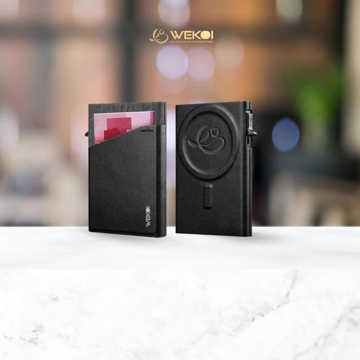 

Ready Wekoi Magnetic Smart Card Holder Magsafe Leather Pop Up Wallet Dompet Kartu