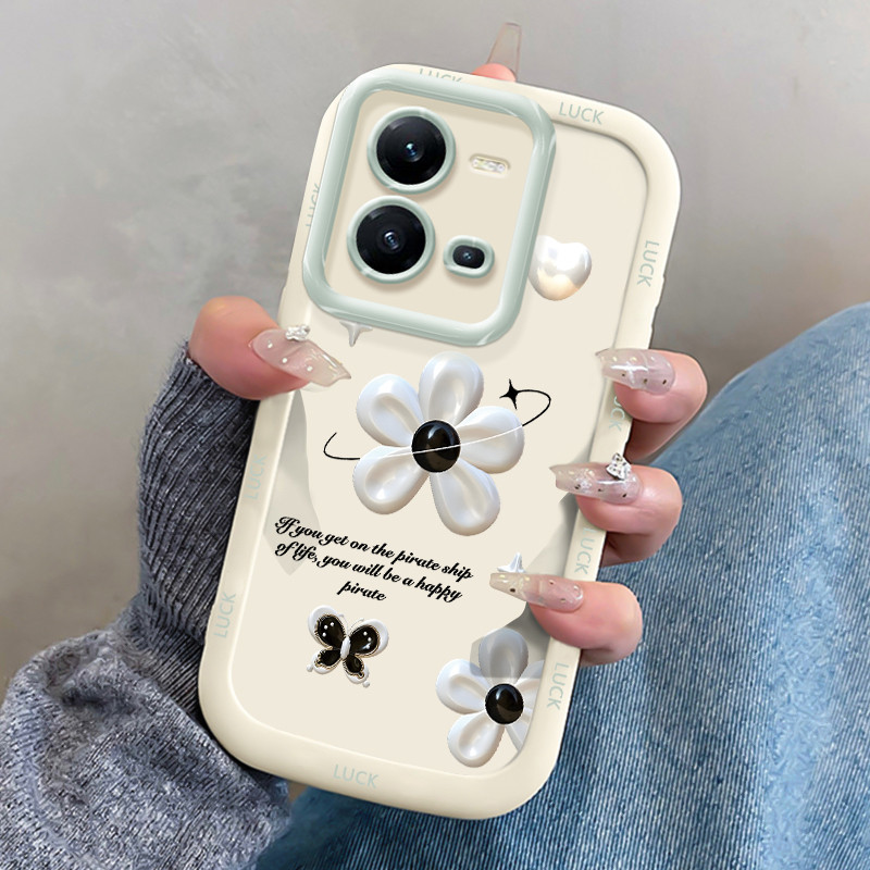 Casing Hp untuk VIVO V25 5G V25E Case Casing HP Softcase Puff Kasing ponsel Drop silikon tahan Bunga
