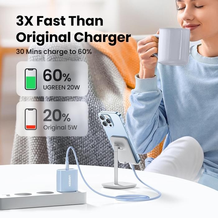 UGREEN Adaptor Charger Kabel Data Set iPhone MFi Fast Charging Type C to Lightning Untuk iPhone X XR