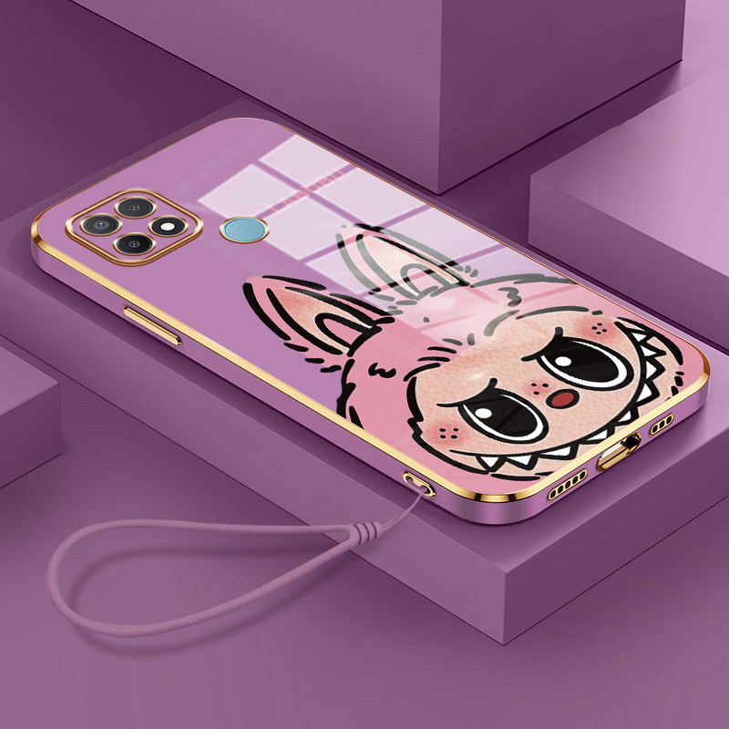 Casing Hp Untuk OPPO A15 A15s A35 Case Casing pola Plush lucu Kesing HP Cesing tali berlapis Kasing 