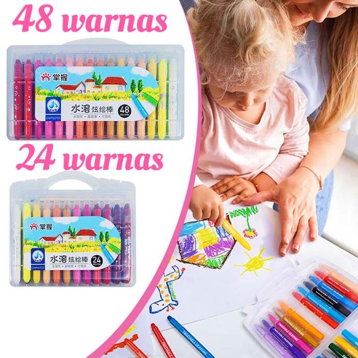 

Bisa Grab! Isi 24/48 Crayon Putar Washable Crayon Grasp Mata Sedang Crayon Waterbased Krayon Pastel