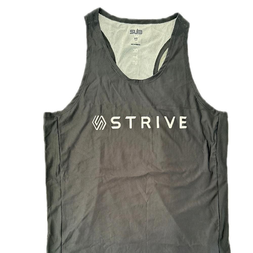 Jersey Singlet Strive Lari Pakaian Kaos lari pria wanita | Kaos Olahraga Unisex Warna hitam Size XS 