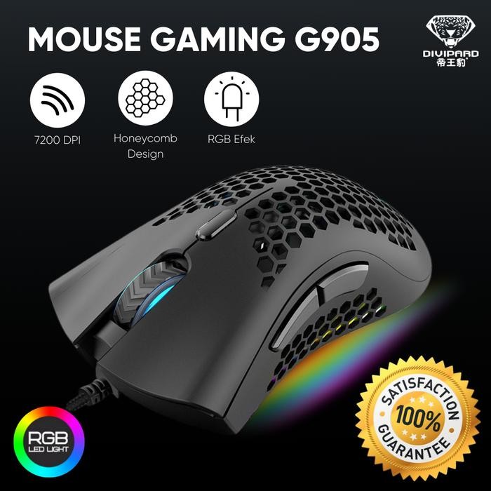 Darkflash - Divipard Mouse Gaming Honey Comb G905 Rgb Effects 7200Dpi Macro