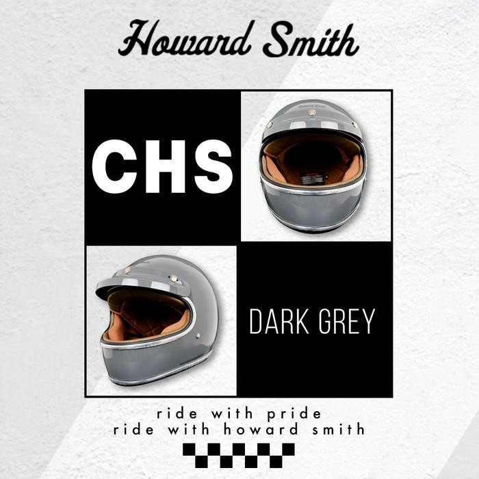 Pilihan- Howard Smith Racer Retro Helm Full Face Dark Grey