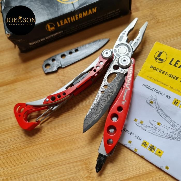 Ori Leatherman Skeletool multitool damascus blade EDC sog wave charge