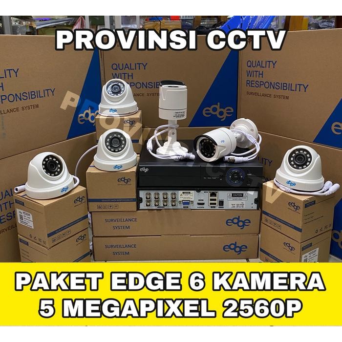 PAKET CCTV EDGE 5MP 8 CHANNEL 6 KAMERA LENGKAP