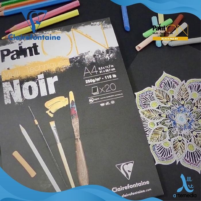 

Buku Sketsa Clairefontaine Paint On A4 Black Paper Multi Technique Pad