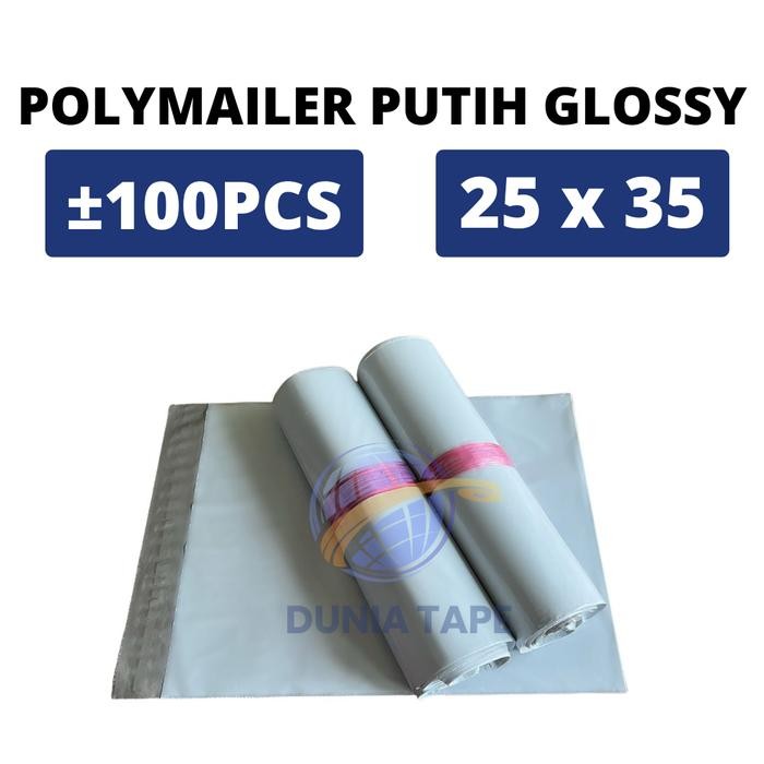 

Polymailer Premium PUTIH HITAM GLOSSY [25x35] isi 100 pc