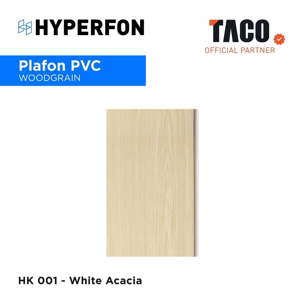 Hyperfon Plafon PVC Serat Kayu Doff Tebal 8mm - HK 001 White Acacia