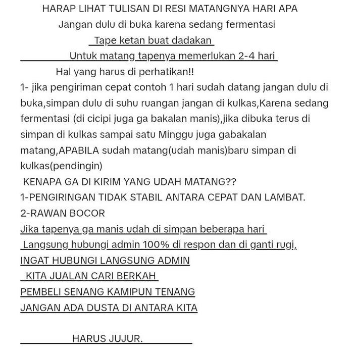 

Pilihan- Tape Ketan Hitam 500 Gr Asli Bandung Manis Murah