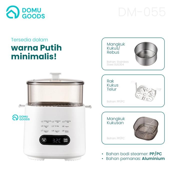TERBARU DOMU Mini Egg Steamer / Electric Steamer Multifungsi / Kukusan Listrik / Alat Masak Praktis