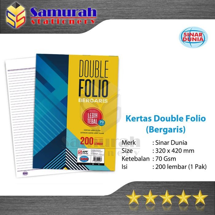 

Pilihan- Kertas Double Folio Bergaris Sidu Isi 200 Lembar / Folio Garis Sinar Dunia 200 Lbr /