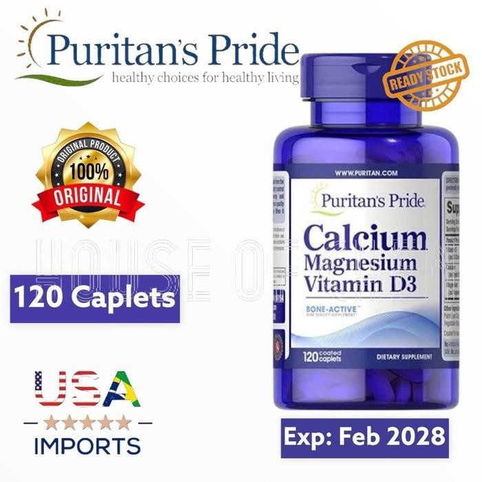 PURITAN PRIDE Calcium Magnesium Vitamin D3 120 Caplets Puritan's Pride