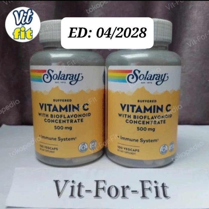 Solaray Buffered C 500 mg Bioflavonoid 100 vcaps Vitamin C 500mg