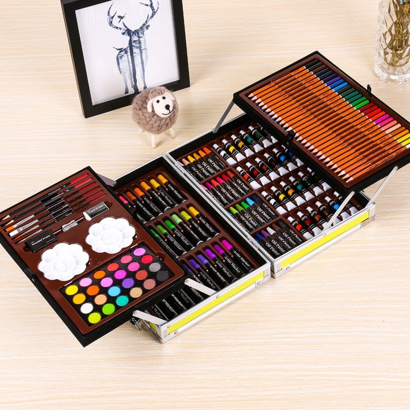 

145 Set Pensil Warna Anak - Alat Lukis untuk Pelajar, 145PC dalam Kotak Aluminium, Hadiah Lucu untuk Anak & Teman |UGVPFJ9L|