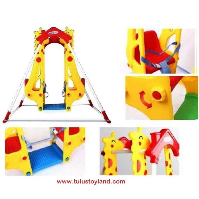 Ayunan Anak Popo Double Swing Mainan Ayunan Besi Kursi Kembar Giraffe model Jerapah Single Swing