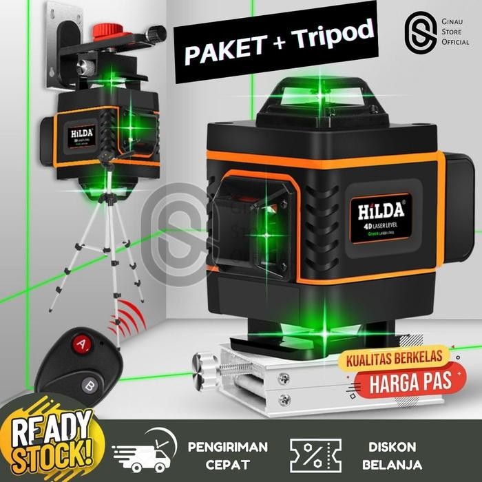 Promo Laser Bangunan Hilda Self Leveling Laser 4D 16 Line With Remote Tripod