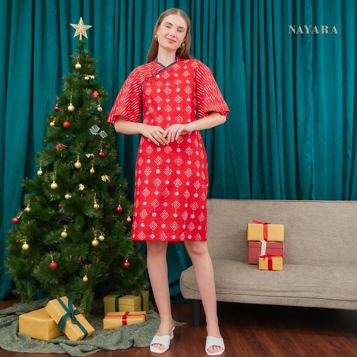 Nayara Dress Batik Azaria Merah