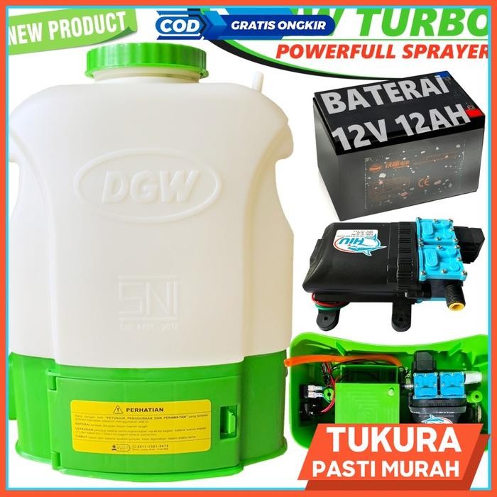 Best Seller Tangki Sprayer Dgw Turbo Pompa Dual Pump - Aki 12Ah - Tanpa Packing Kayu
