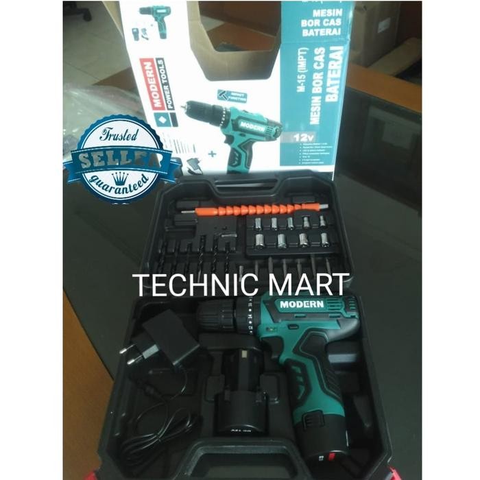 Mesin Bor Cas Baterai M-15/ 10mm Besi Kayu Tembok Impact Drill/ bosch