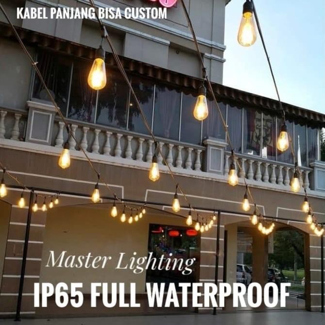 kabel lampu gantung 1custom 15m 15fiting 11m-19m waterproof outdoor