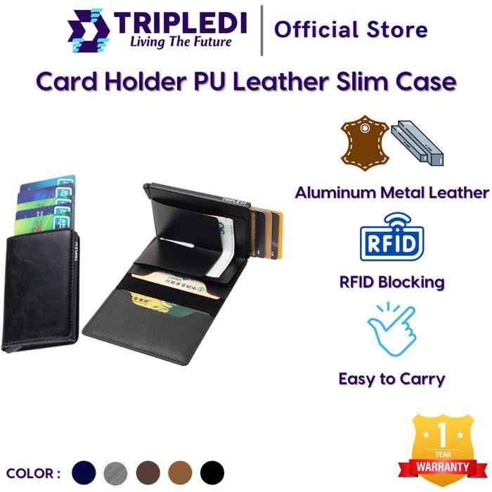 Eiger Wallets - Card Holder Smart Wallet Pu Leather Cover Metal Case Dompet Pintar Kartu Akses Atm