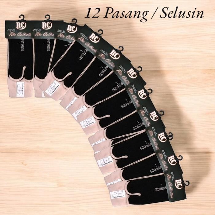 TERMURAH Selusin 12 Pasang Kaos Kaki Jempol Krem RC Tebal Bahan Nilon / Kaos Kaki Dua Jari Wanita