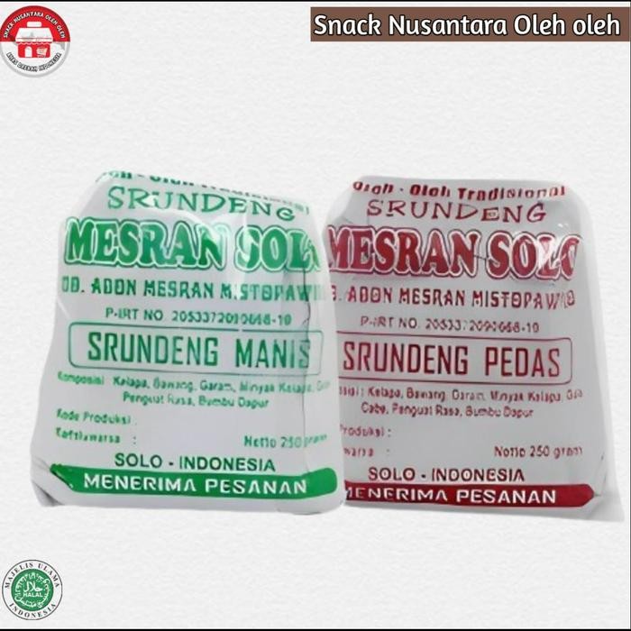 

TERLARIS Srundeng Abon Mesran Khas Oleh Oleh Solo Pedas Manis 250 Gram READY STOCK