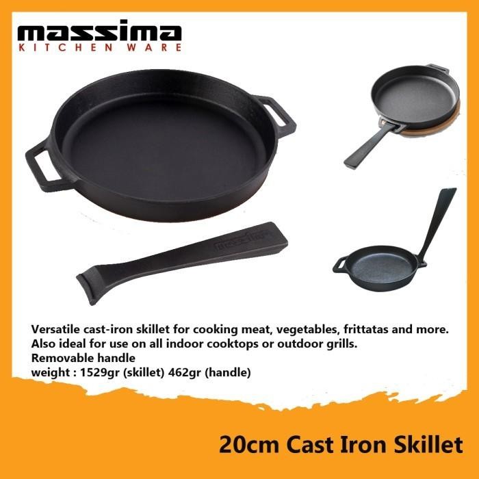 Massima Detachable Handle Cast Iron Skillet 20 Cm