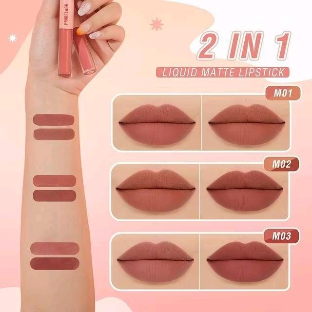 PINKFLASH Duo Lipgloss 2in1 Matte Lipstik