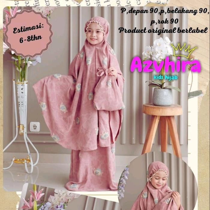 TERMURAH Mukena Anak Tanggung Crinkle Pompom Karakter Azvhira READY STOCK