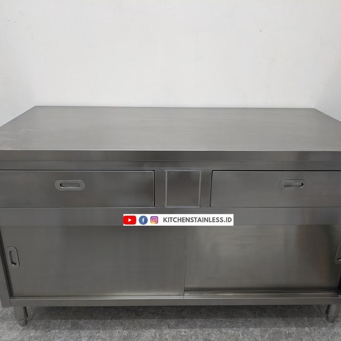 

Bisa Termin! Meja Cabinet Stainless/ Work Table Cabinet W/Drawers Dim.180X80X85Cm