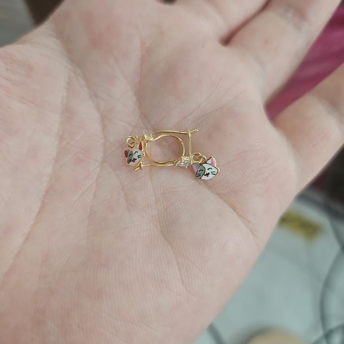 Jual Rugi Anting Biru Karakter Boneka Anak Emas Asli 700 70% Kado Anak Perempuan