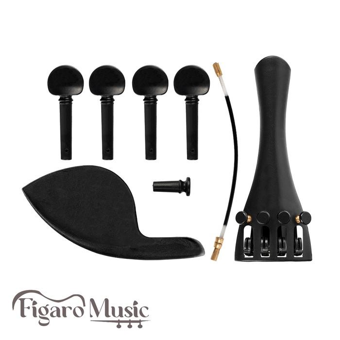 Jean - Biola Set Parts Violin Spare Part Tailpiece Chinrest Pegs Endpin
