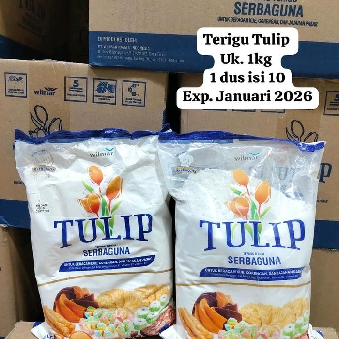 

Terigu Tulip 1kg - Untuk Membuat Adonan Kue dan Roti - Baking, Maryam, Kering, Sirup, Etawa, Selai,