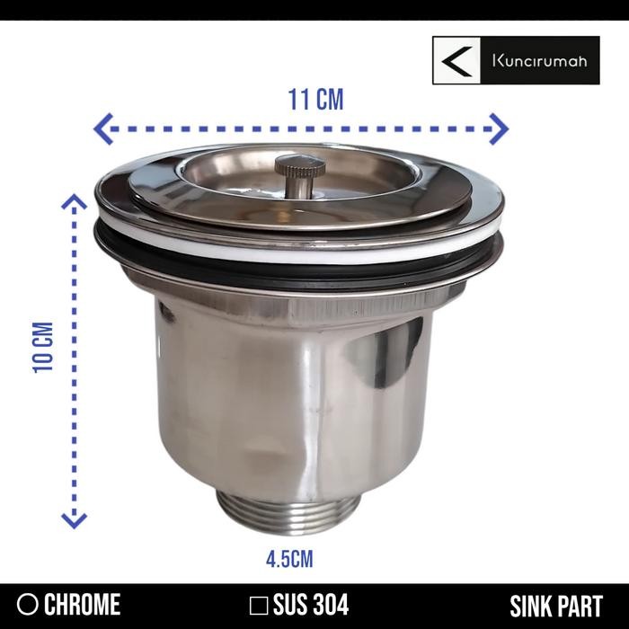 Avur bak cuci piring jumbo Afur saringan pembuangan kitchen sink sus 304