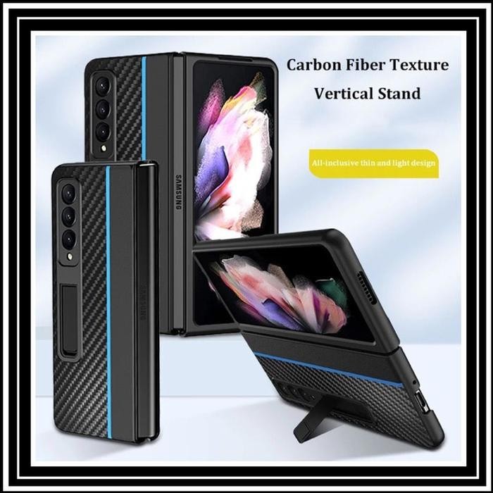 SAMSUNG GALAXY Z FOLD3 FOLD 3 5G CASE STRIPE CARBON KICKSTAND HARDCASE