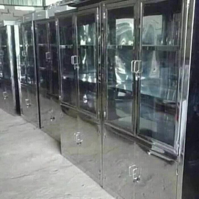 LEMARI OBAT 2PINTU - WADAH TEMPAT OBAT - LEMARI MEDIS STAINLESS STEEL