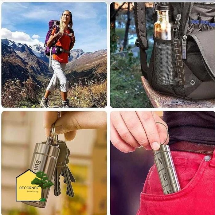 TEMPAT OBAT TRAVEL METAL PILL BOX 7 HARI ADJUSTABLE CONTAINER