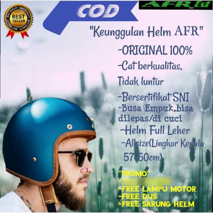 Hlm Helem Bogo Retro Dewasa Helm Classic Kaca Datar Silver Pelangi