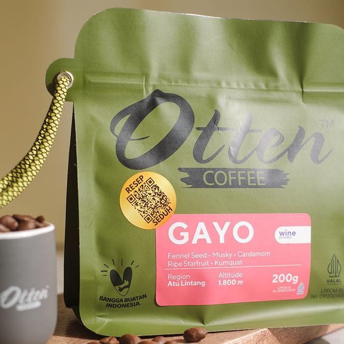 

Kopi Arabica Aceh Gayo Wine Process 200g - Biji / Bubuk Kopi - Otten Coffee ROASTED BEANS