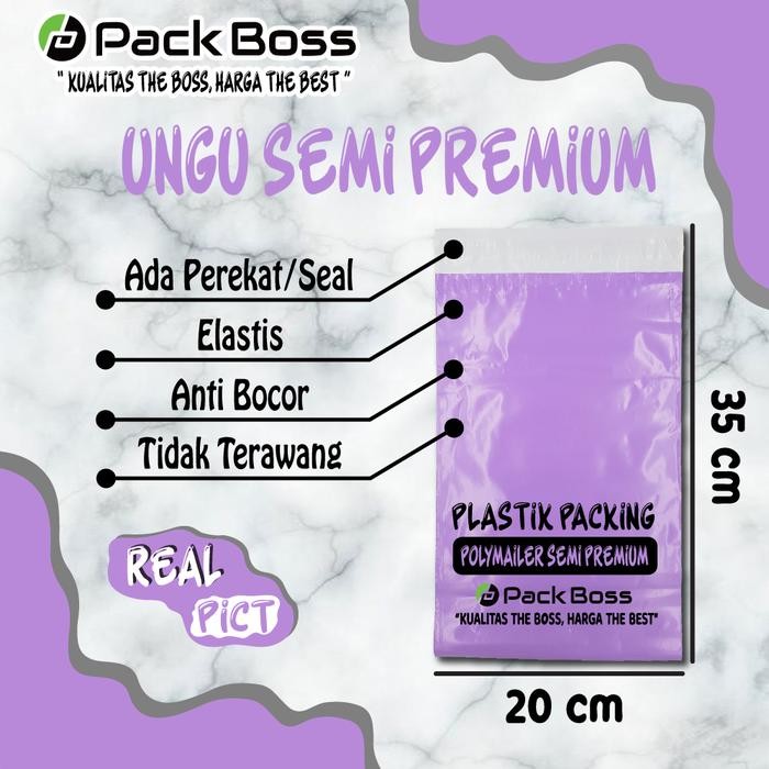 

UNGU LILAC POLYMAILER SEMI PREMIUM 20X35 ISI 100 LEMBAR PEREKAT KODE 387