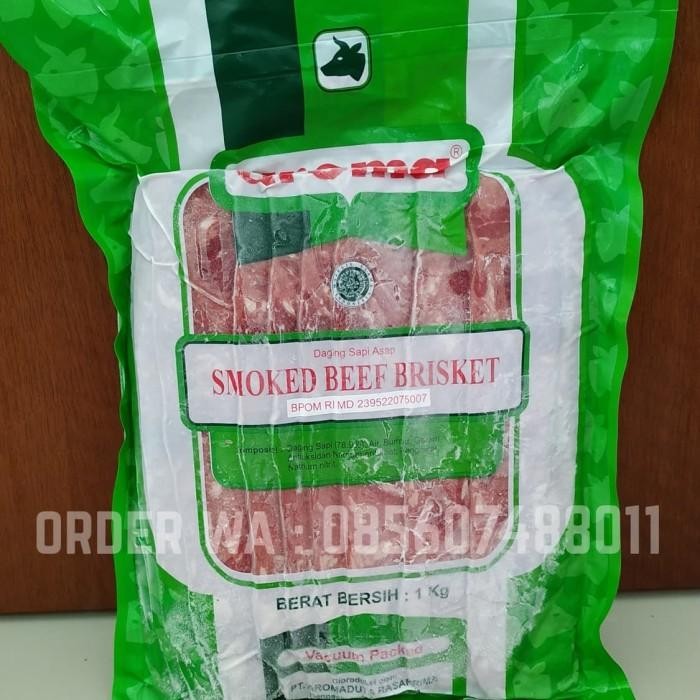 

(Expert) AROMA Smoked Beef Bacon Brisket 1000gr / 1kg Daging Sapi Slice Halal