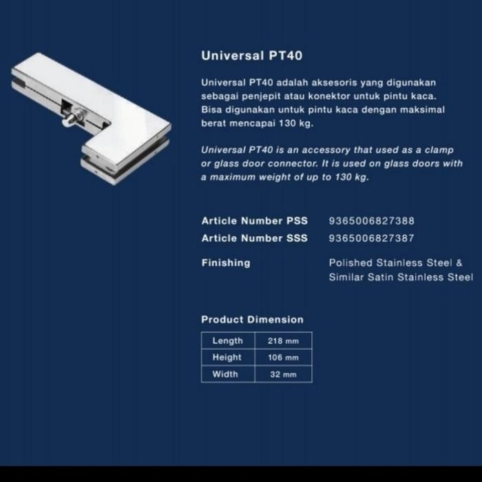 Fitting Dorma Pt40 Fiting Kaca Pt40