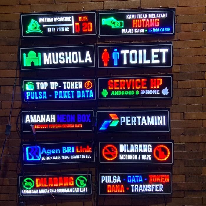 Custom Mini Neon Box Lampu Neon Sign/ Neon Box Mini/ Lampu Tulisan Penanda Usaha Pom