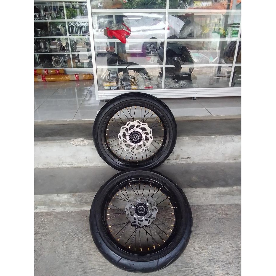 wheelset supermoto klx 150 series velg set sumo dtracker ukur 250 300 + Piringan Gold Motorcycle