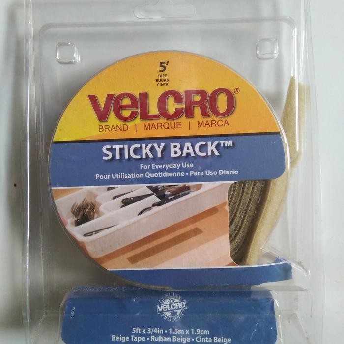 

Stok Baru Velcro Tape Sticky Back Krem 1.9 cm x 1.5 m