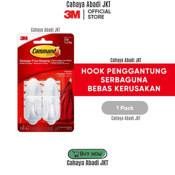 

Stok Baru gantungan medium designer hook 3m command 17081es